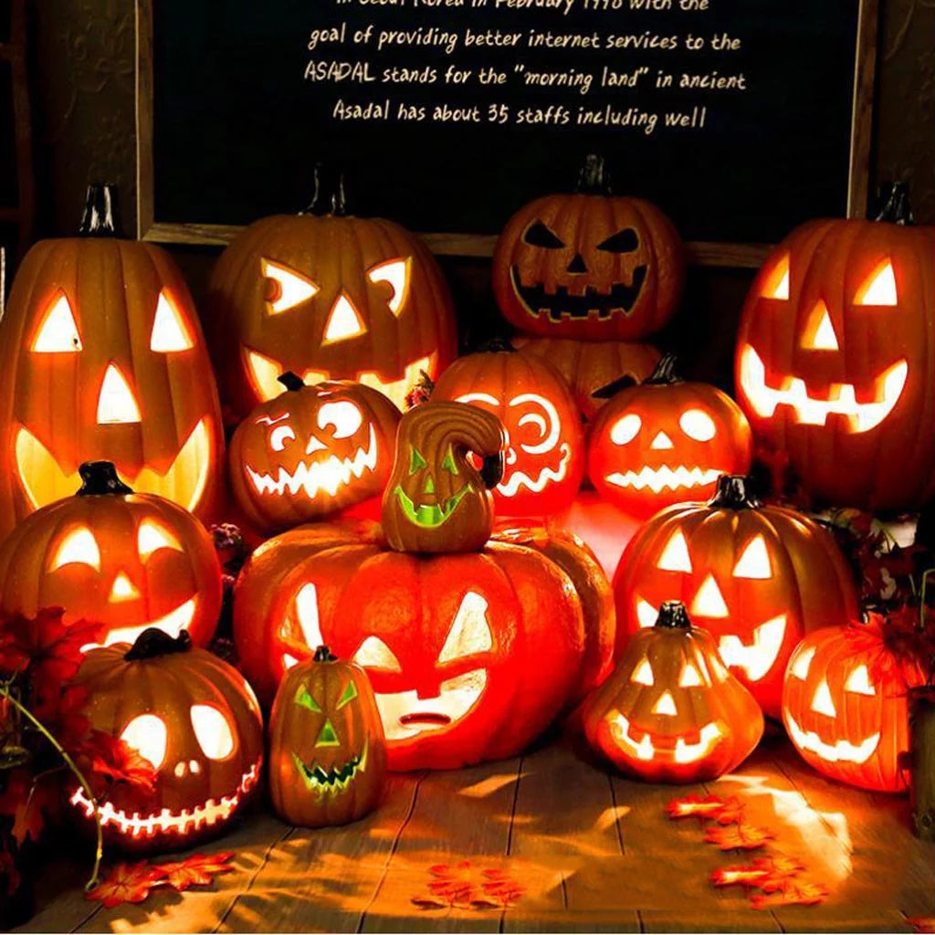 Halloween Pumpkin LED Light Lamp Creative Lantern Home Props Pumpkin Bar Horror Halloween Decorations Light up Pumpkin 3D Fall Resin Pumpkin Battery Operated Orange
