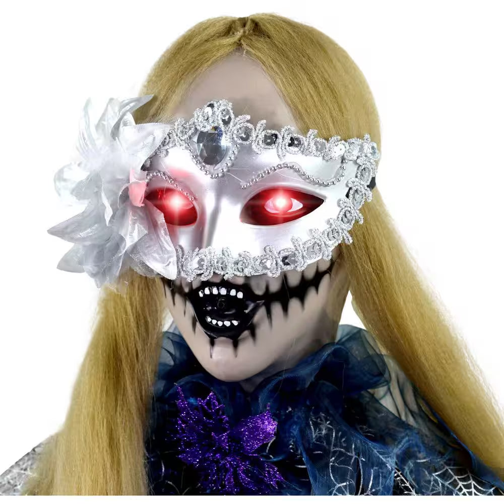 Life-Size 5.9 Ft. Touch-Activated Animatronic Animated Standing Masquerade Lady Halloween Prop