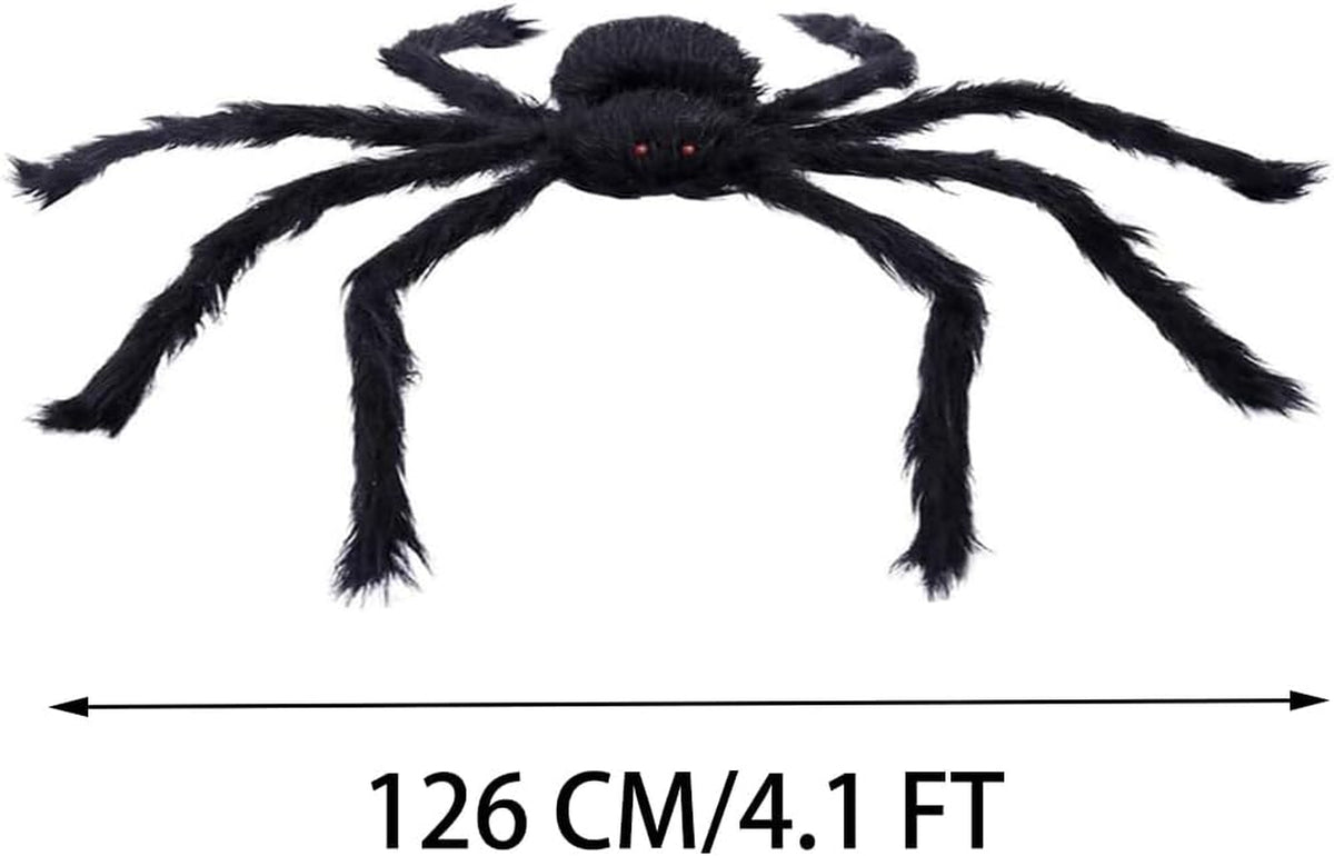 Halloween Giant Huge Spider, 4.1FT Large Foldable Spider Fake Hairy Spider Scary Decorations Halloween Spider Outdoor Yard