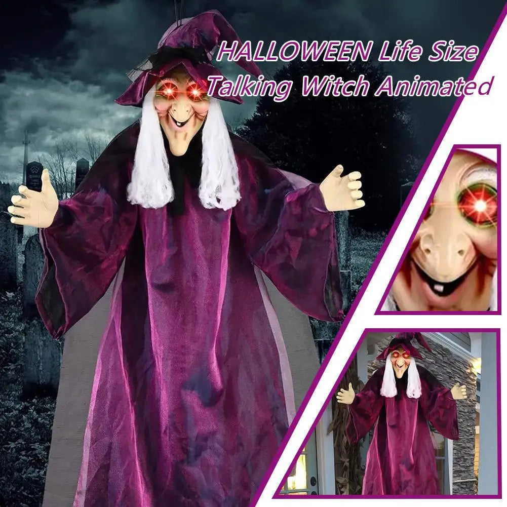 Halloween Life Size Talking Witch | Animatronic Decor, Prop Halloween Decoration 