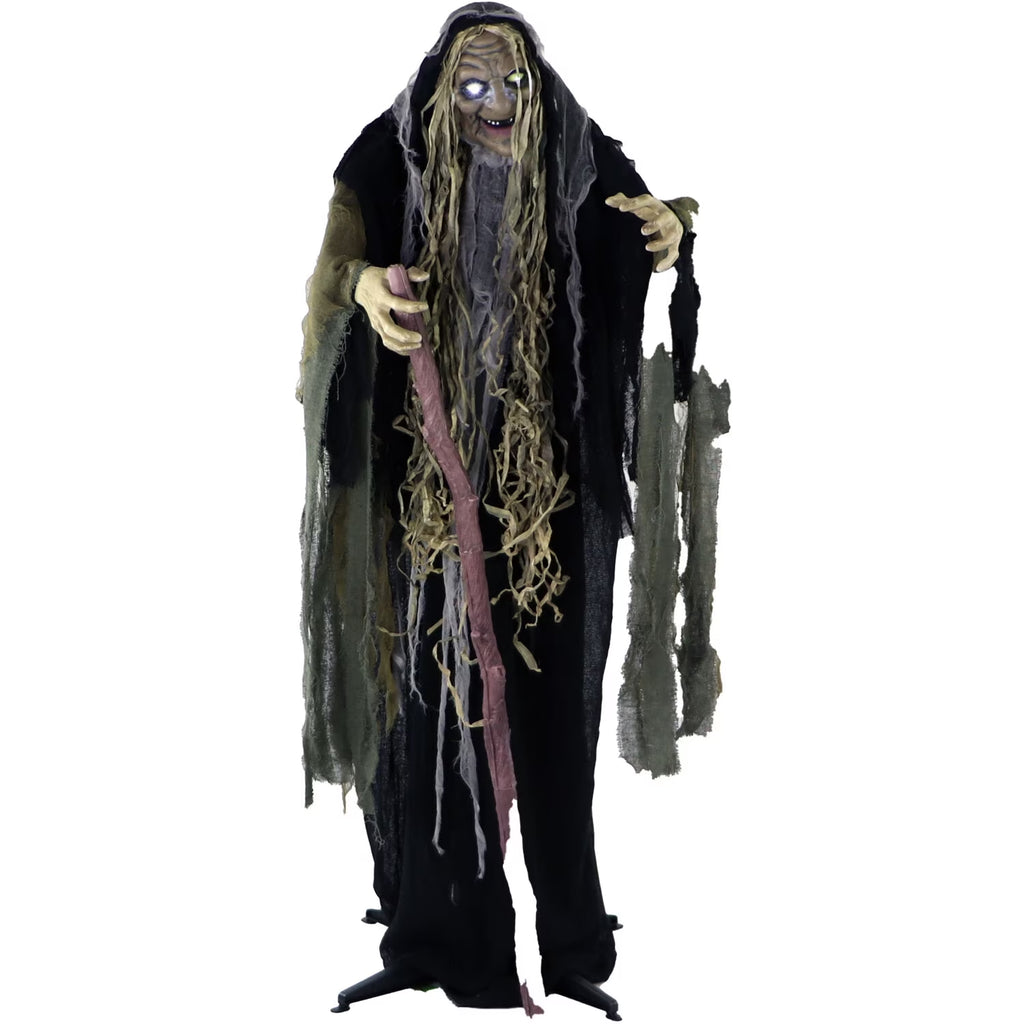 Life Size 5.6 Ft Animatronic Witch, Indoor/Outdoor Halloween Decoration