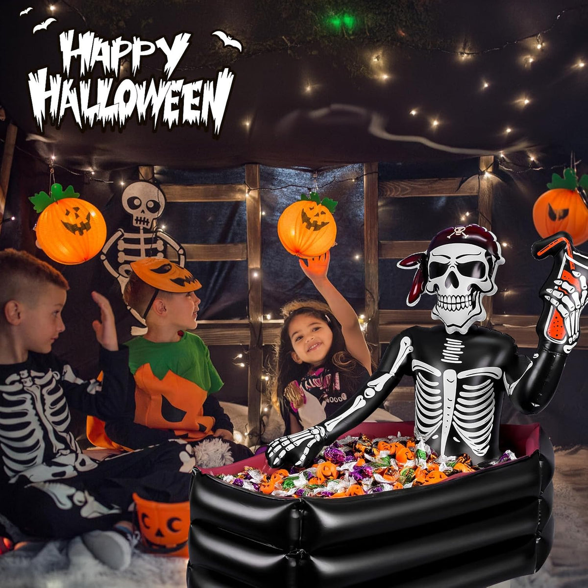 39 Inch Halloween Inflatable Decorations Skeleton Drink Cooler | Halloween Party Supplies for Indoor Outdoor Garden Lawn Yard Decorations