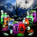Halloween Craft Kit for Kids,8 Pcs Glass Mason Jar with Accessories for DIY Lantern Jar, Halloween Art & Craft Party Supplies, Halloween Art Activities, Crafts and Arts Party Supplies