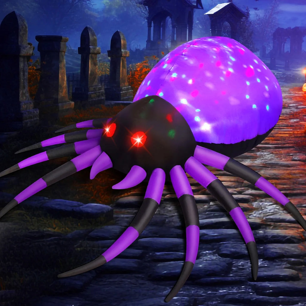 Halloween Inflatable 5 FT Halloween Spider Inflatable, Inflatable Halloween Spider Halloween Blow up Spider with LED Lights, Outdoor Halloween Decorations Clearance for Halloween/Holiday/Party
