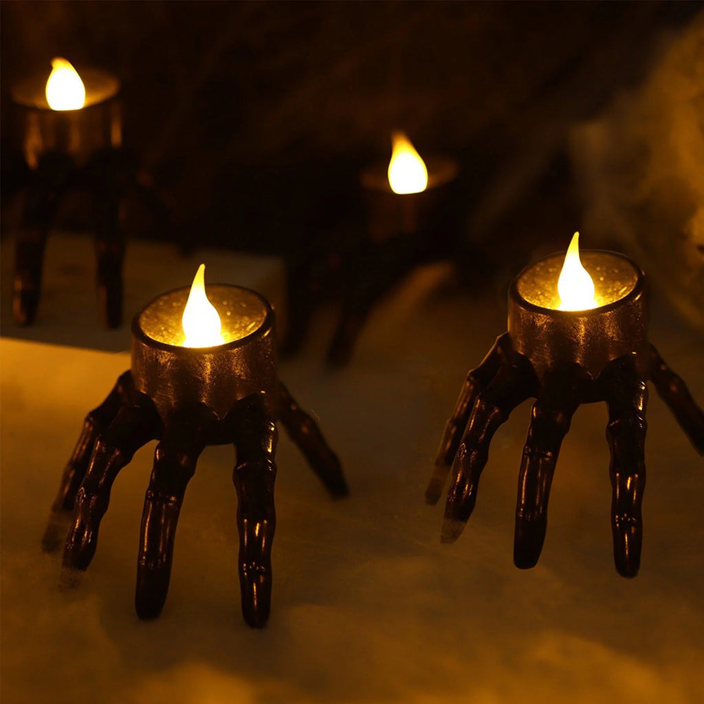 Halloween Skeleton Lights Decorations, Halloween Candles Lamp Decoration Ornament Indoor Outdoor, LED Spooky Skeleton Hand Candle, Flameless Candle for Home outside Yard Lawn Garden Party