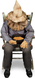 4 Ft 7 in Sitting Scarecrow Animatronic, Multicolor