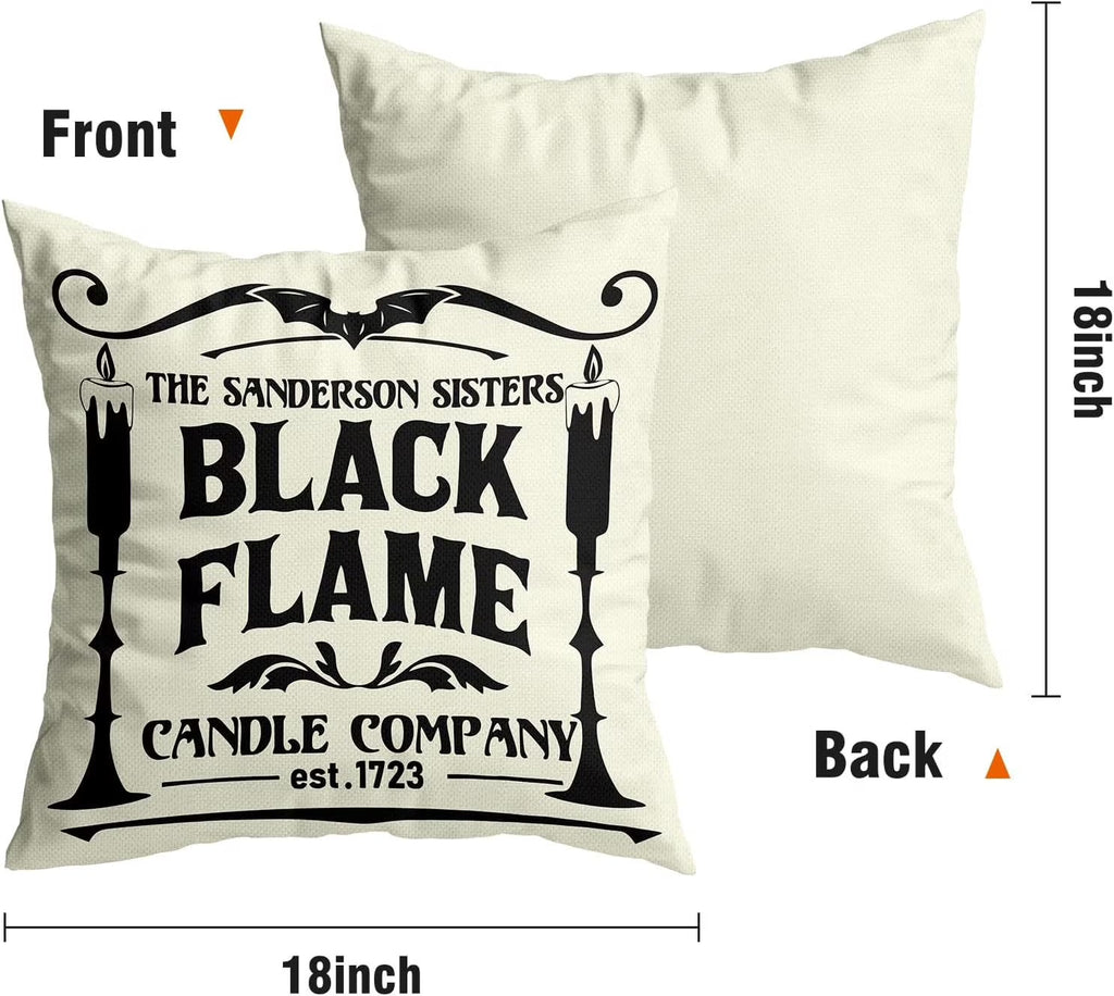 4Pack Halloween Pillow Covers 18X18", Halloween Decor Farmhouse Saying White Black Outdoor/Indoor Fall Pillow Pillows Decorative Cushion Cases for Home Sofa Couch Bed Chair
