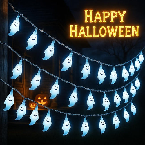 Halloween String Lights 10Ft 20 Leds Battery Operated Outdoor Decorations Ghost Lights for Halloween Party Decor