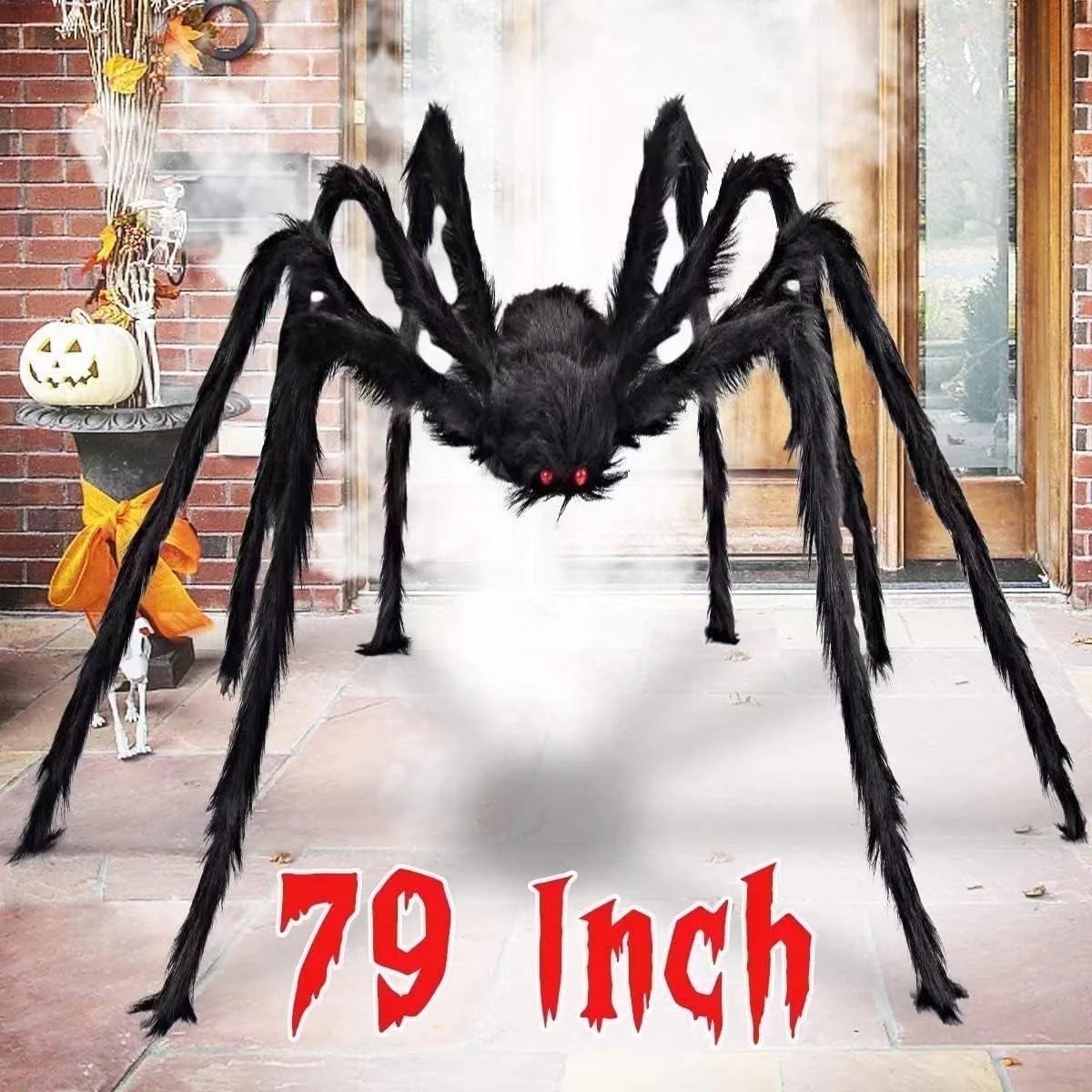 79 in Giant Spider Halloween Decorations Outdoor, Scary Large Spider for Halloween Yard Decorations, Haunted House Props, 1Pc