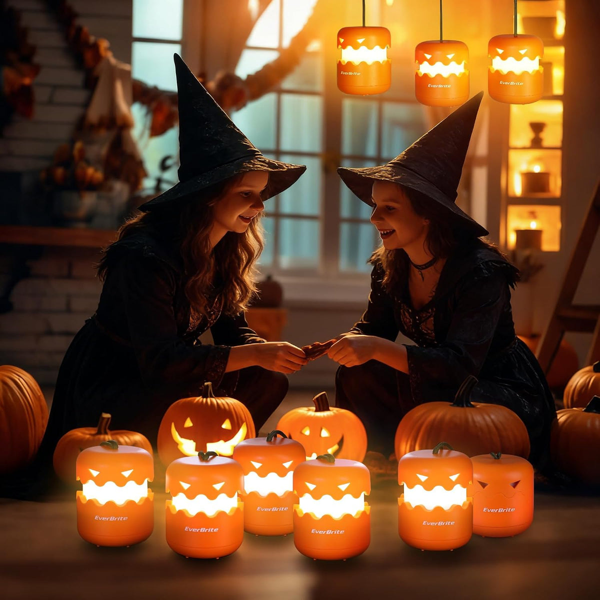 3-Pack Halloween Pumpkin Lantern, Collapsible Jack O Lantern Pumpkins with Lanyard, Halloween Party Favors, Light up Pumpkin Outdoor for Halloween Party Decoration, Battery Included