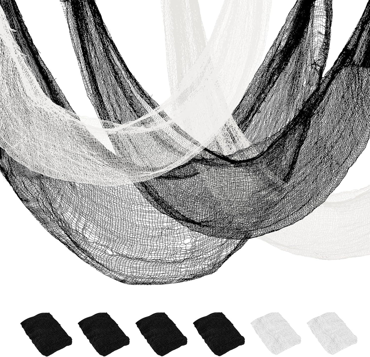 Creepy Cloth 6Pcs 30×72Inch Black Spooky Scary Gauze Decor Halloween Decorations for Party Indoor Outdoor (4Black + 2White)