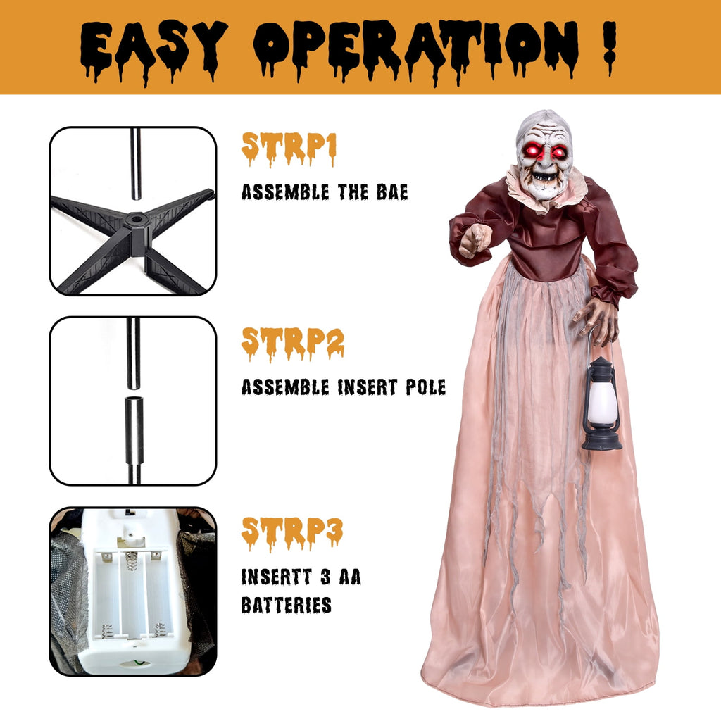 5-Foot Animated Halloween Witch | Motion Activated Light & Sound Yard Decoration