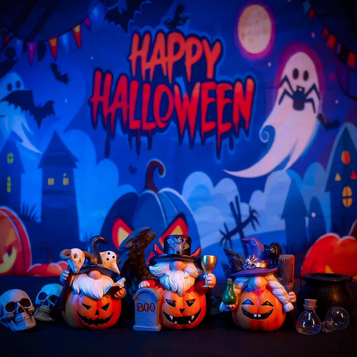 3-Piece Halloween Vampire Wizard Witch Gnomes | Home Decor
