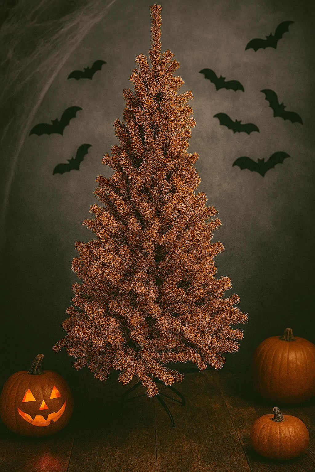 Black and Orange Halloween / Fall Colored Christmas Tree 6 Feet Tall