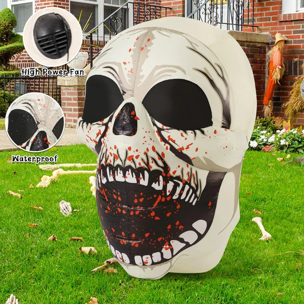 Halloween Inflatables 4 FT High Halloween Inflatable Skull with Magic Leds, Scary Skulls Inflatable Halloween Skull Inflatable, Outdoor Halloween Decorations Clearance for Holiday Party