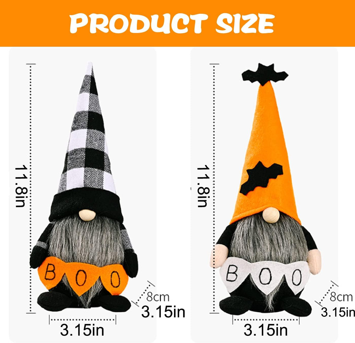 2 Pack Halloween Gnomes Plush Decor,Handmade Witch Swedish Tomte Gnome Nisse Scandinavian Ornaments Elf Dwarf for Home Halloween Day Party Table Decorations Kids Gift