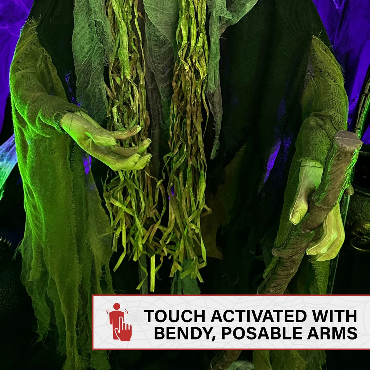 Life Size 5.6 Ft Animatronic Witch, Indoor/Outdoor Halloween Decoration