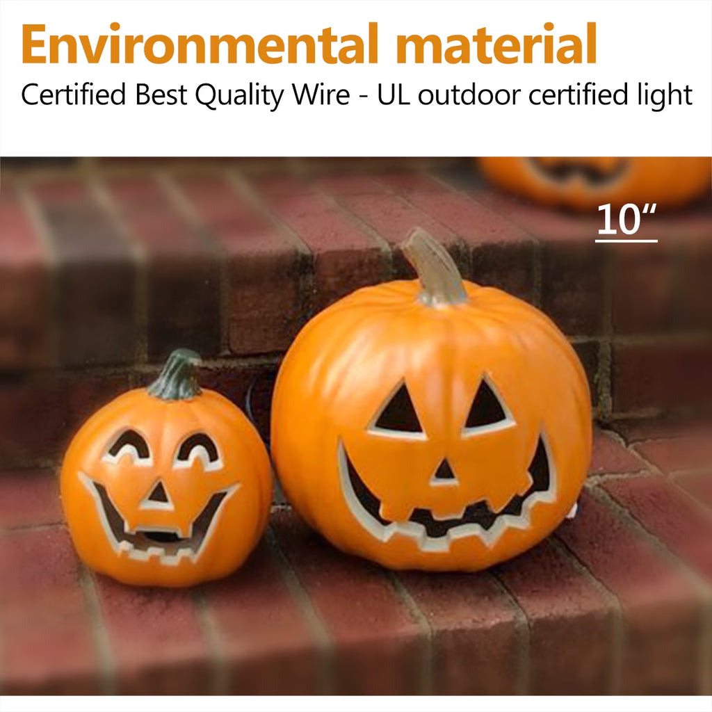 10In+15In Halloween Pumpkin Jack O Lantern Holiday Pre-Lit Pumpkin Lantern Perfect for Halloween Porch, Front Door, Fireplace Decoration