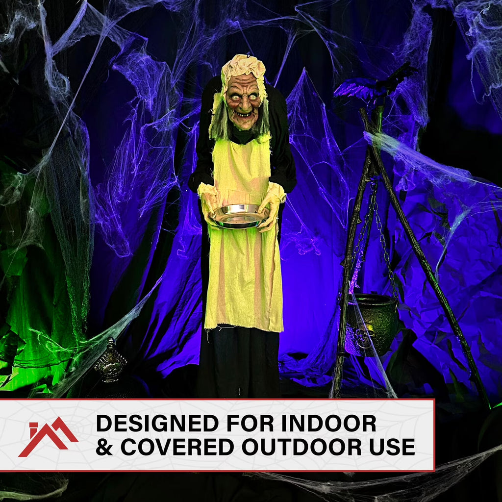 5 Ft Life-Size Animatronic Indoor/Covered Outdoor Zombie Maid Halloween Decoration, HHLADY-4FLSA
