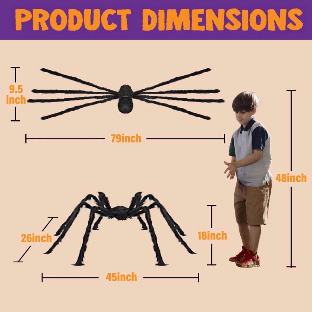 79 in Giant Spider Halloween Decorations Outdoor, Scary Large Spider for Halloween Yard Decorations, Haunted House Props, 1Pc