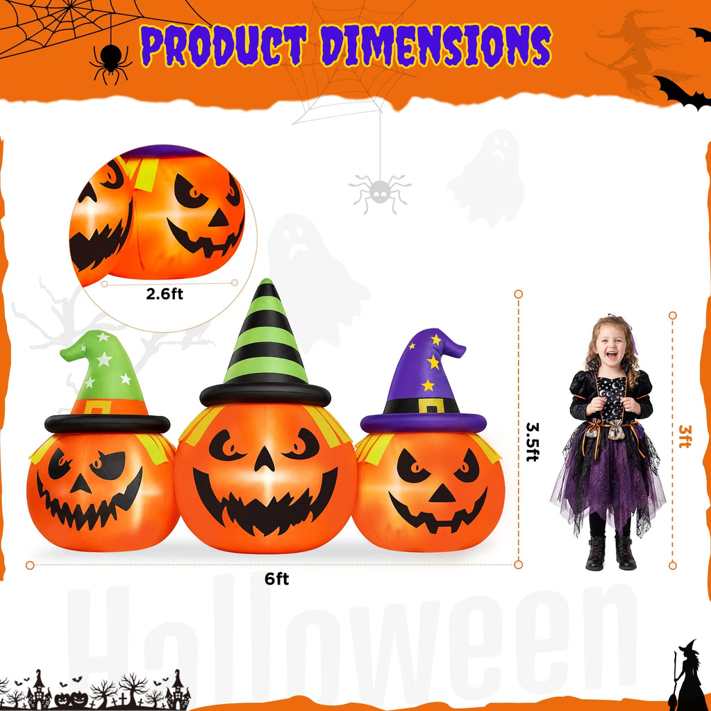6FT Halloween Inflatable Pumpkins Decorations with LED Lights, Halloween Blow Ups Decoration for Home Party